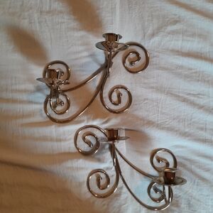 Silver Swirl Wall Candle Holders